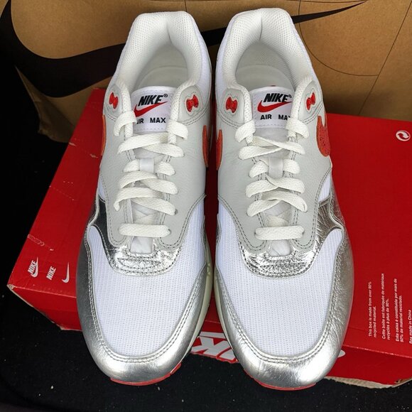 NEW Nike Air Max 1 Premium \'Hot Sauce\' Chile Red Silver HF7746 100 Size 12 main image 6